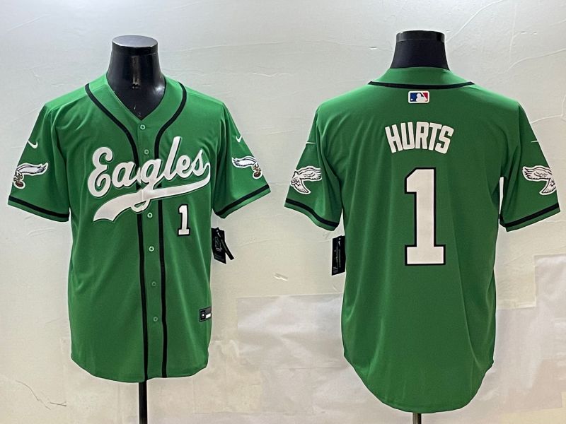 Men Philadelphia Eagles #1 Hurts Green three generations Jointly Name 2025 Nike Limited NFL Jersey style 22
